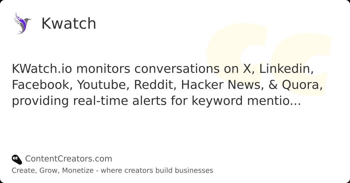 tobeacreator's tweet photo. Content creators!

Check out this Social Listening &amp; Sentiment Analysis tool and elevate your Research &amp; Ideation process:

Kwatch - https://t.co/153jnTf1sQ is a social listening platform that monitors keywords and conversations across X, LinkedIn...

🔗 https://t.co/F2KswRINPY https://t.co/nEOcCwmoQ1