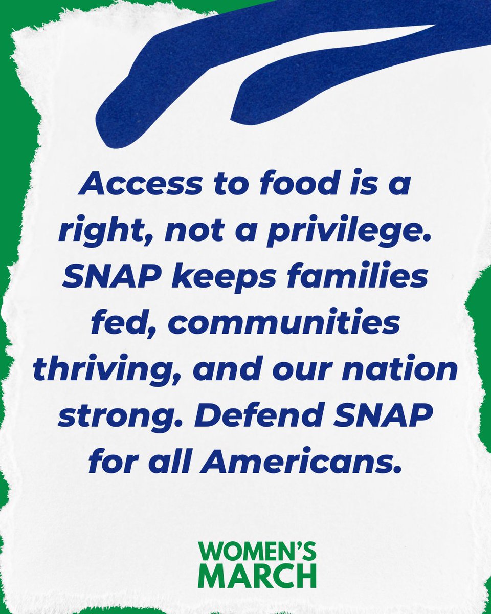 womensmarch's tweet image. SNAP isn’t a luxury: it’s a lifeline. Learn what it really covers, who it helps, and why protecting it matters for women and families everywhere. Share what you learn because change starts with conversation. #SNAP #FoodAssistance #WomensMarch #EconomicJustice #FoodSecurity