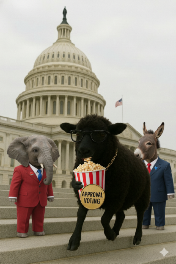 ElectionScience's tweet image. At this point we should give the little guy a name...please drop suggestions on what we should name our black sheep!
#approvalvoting #votingreform #mascot #elections