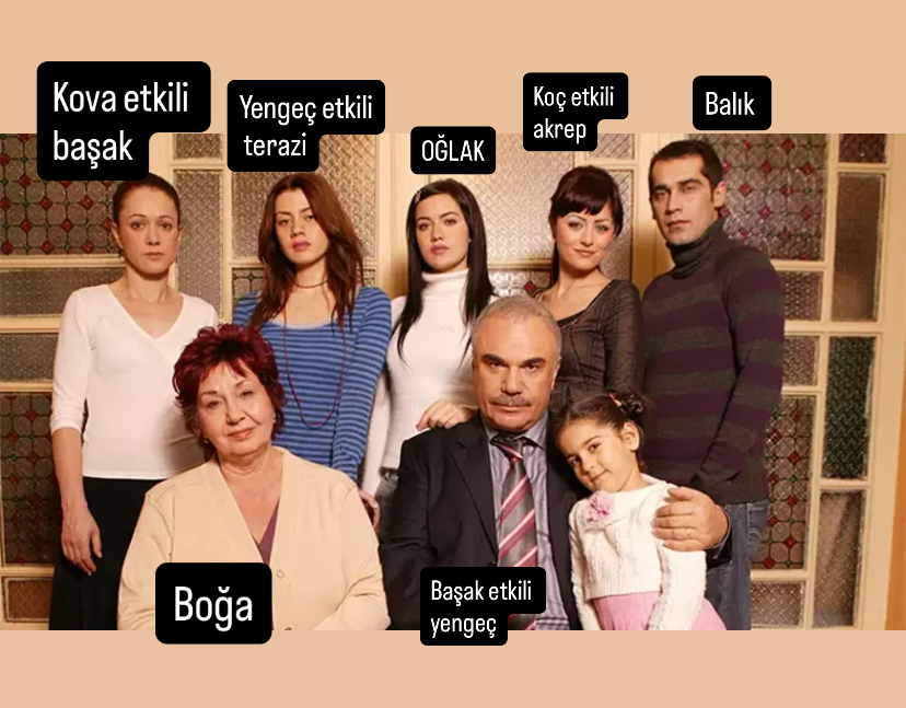 AstroSu_'s tweet photo. Benim gözlemim böyle, yorumlarınız bekliyorumm.  Ayşe’m zavallımın 3.-4. evi zor açılar ve yerleşimlerle dolu :( Ayrıca fotoğrafta olmamalarına rağmen Oğuz terazi, Cem de balık. Dizide mesela Fikret aralık doğumlu ama diziye göre değil karakter incelemesine göre yazdım hepsini🥰 https://t.co/UHO1boi3xe