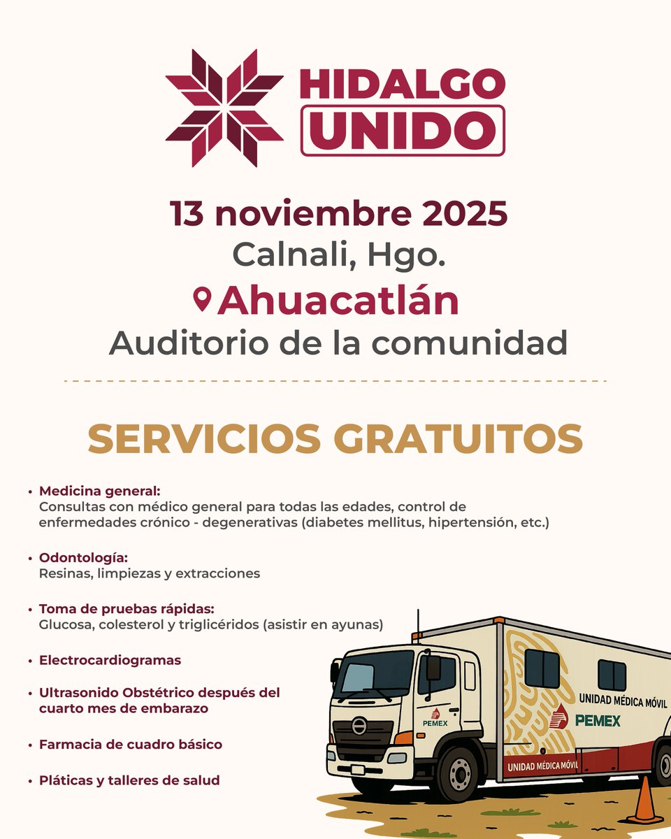 juliomenchaca_'s tweet image. Este jueves en Calnali llevaremos atención médica gratuita: consulta general, medicamentos y orientación preventiva. ¡Acude con tu familia y aprovecha este servicio pensado para cuidar tu salud!

#PrimeroElPueblo 
#HidalgoUnido