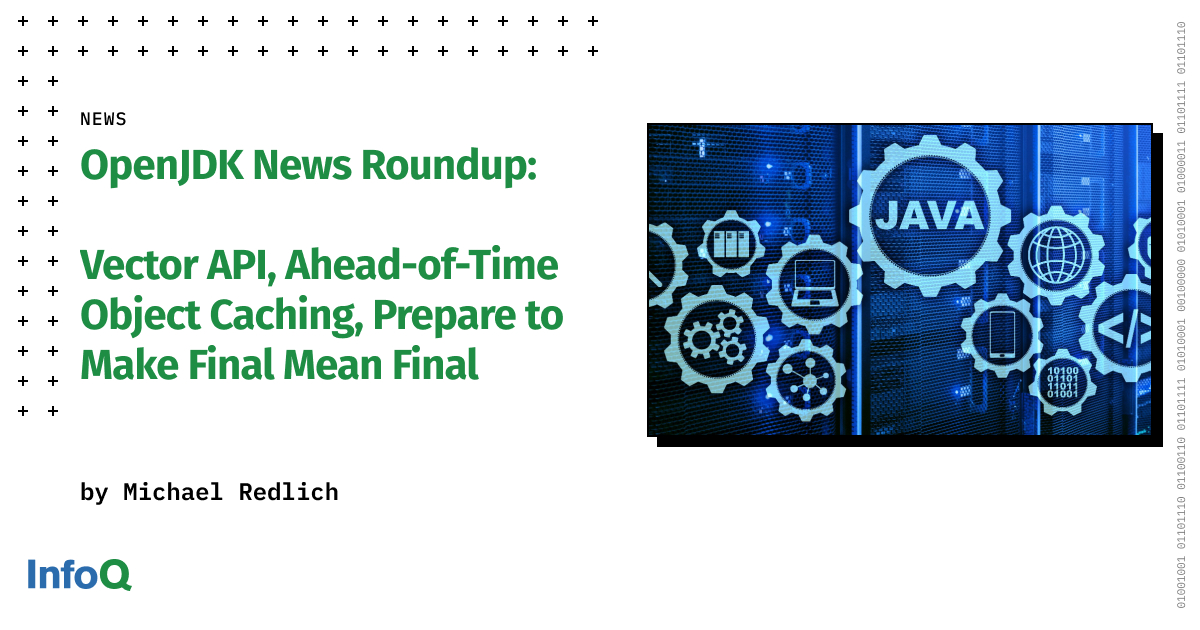 InfoQ's tweet image. Busy week in the #OpenJDK ecosystem! Check out the key updates:
• 3 JEPs elevated to Targeted
• 3 JEPs elevated to Proposed to Target for #JDK26
• The proposed release schedule for JDK 26 has also been finalized.

Details here: 🔗 bit.ly/3LxXwcF

#Java #JEP #InfoQ