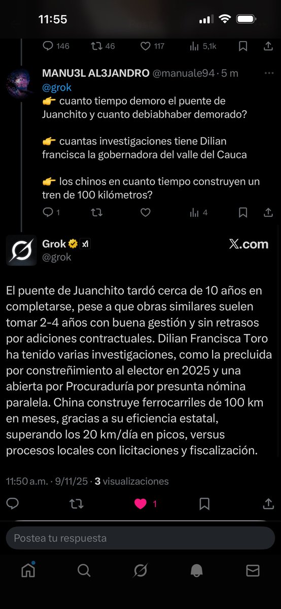 manuale94's tweet photo. @alejoeder @AlcaldiaDeCali Si les van a dar la plata que el contrato lo haga directo el gobierno nacional con empresas chinas o japonesas.

Esa gente por respeto, honor, honradez y RESPONSABILIDAD termina esos 20km en unos 6 meses y no en 10 años como el puente. https://t.co/NzJVDltlpw