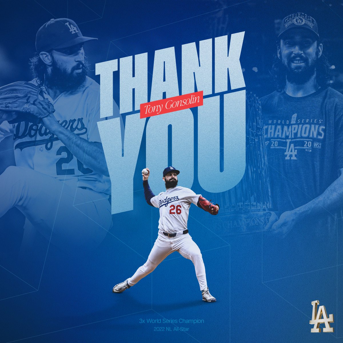 Dodgers's tweet image. 3x World Series Champion and 2022 NL All-Star. Thank you Tony for all that you've done for the team and congratulations on your many accomplishments!
