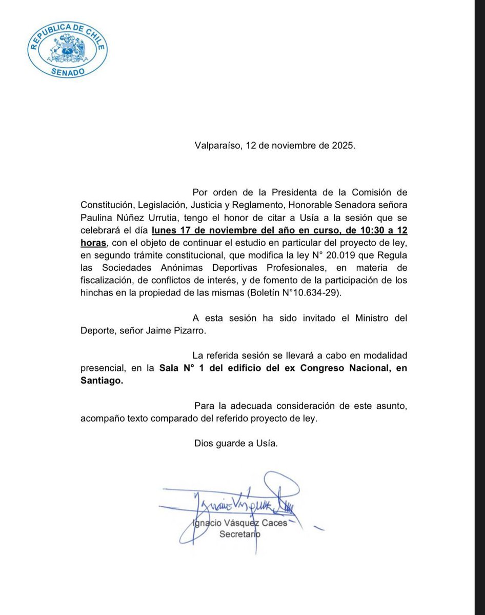 matiaswalkerp's tweet image. Para los que han preguntado: próximo lunes 17 de noviembre en el @Senado_Chile continuaremos votación de proyecto de reforma a Ley de SADP; esperamos despacharla. Después de las elecciones vuelve a rodar la pelota. ⚽️