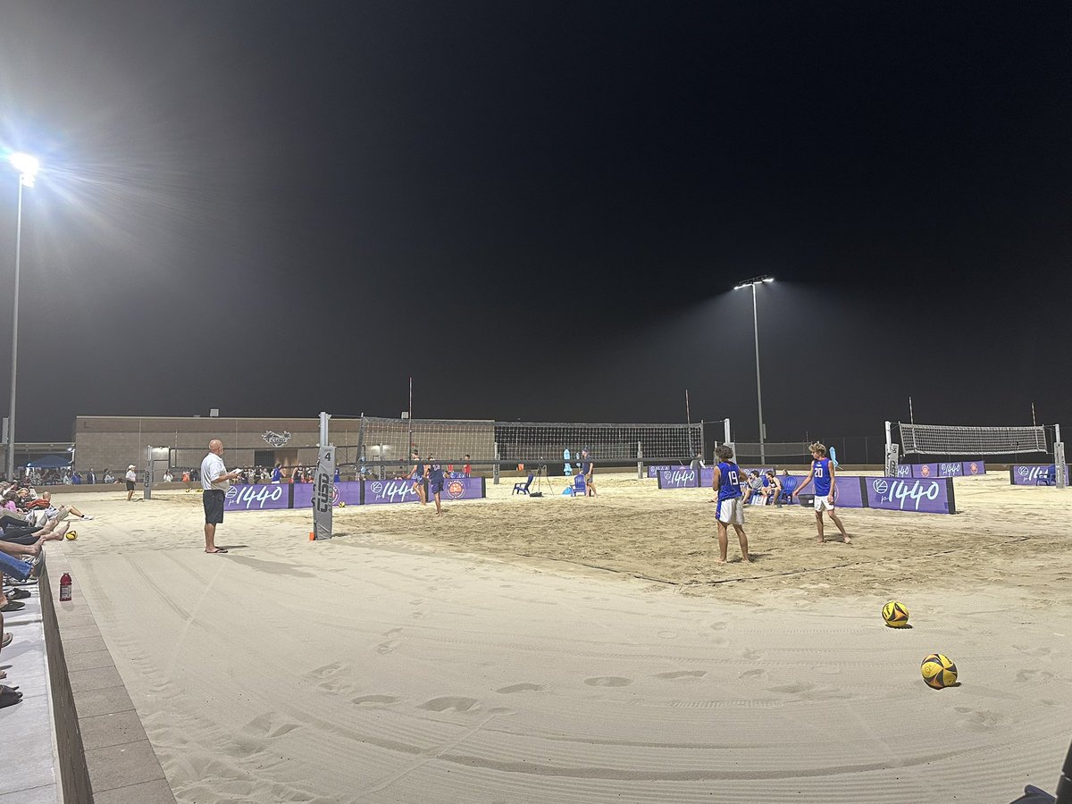 First ever <a href="/AZPreps365/">AZPreps365</a> Boys Beach 🏐 Championships are underway. Beautiful night in the sand and STATE <a href="/perry_pumas/">Perry High Athletics</a> and <a href="/MVTOROS_AD/">MV Toros Athletics</a> battling for the 🏆 STATE CHAMPIONS WILL BE CROWNED TONIGHT! <a href="/AZPreps365Jose/">Jose E. Garcia</a> <a href="/CUSDAthletics/">CUSDAthletics</a> <a href="/mpsaz/">Mesa Public Schools</a>