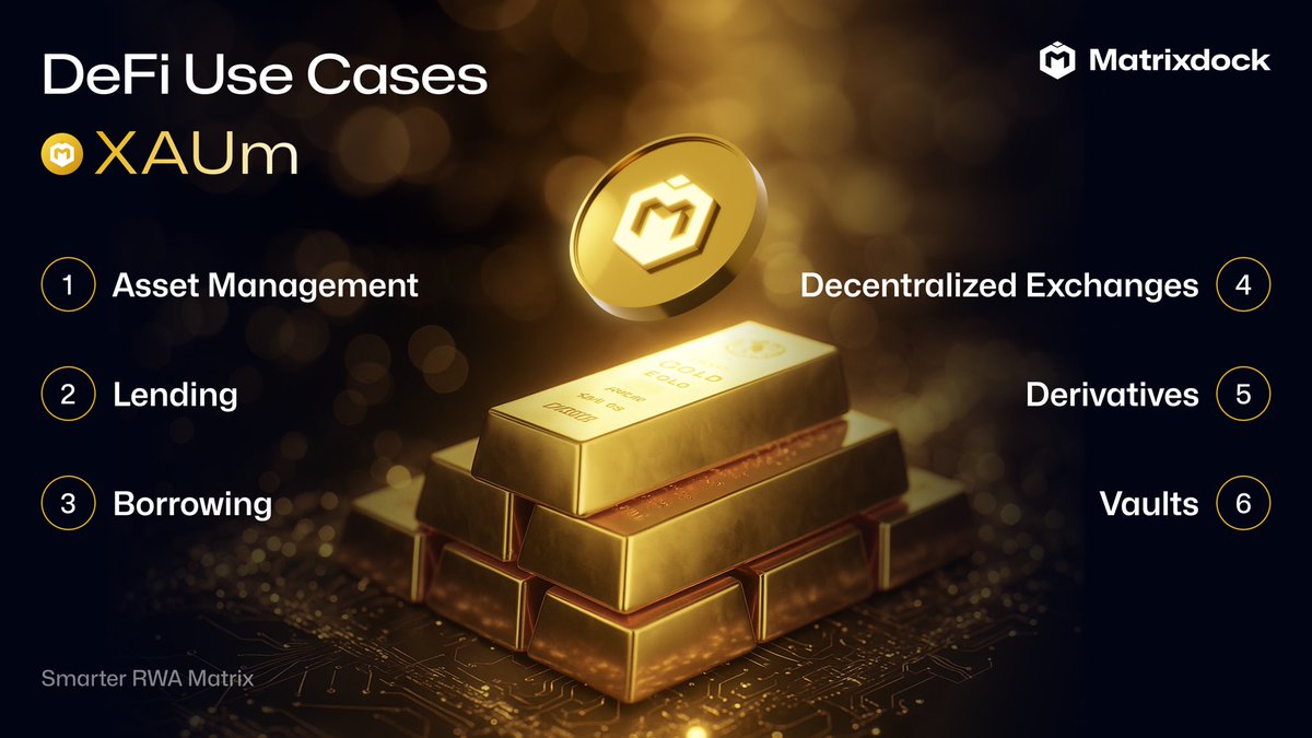 matrixdock's tweet image. What makes $XAUm stand out among other gold tokens?  

It offers true DeFi integration, providing a new source of liquidity for gold on chain.