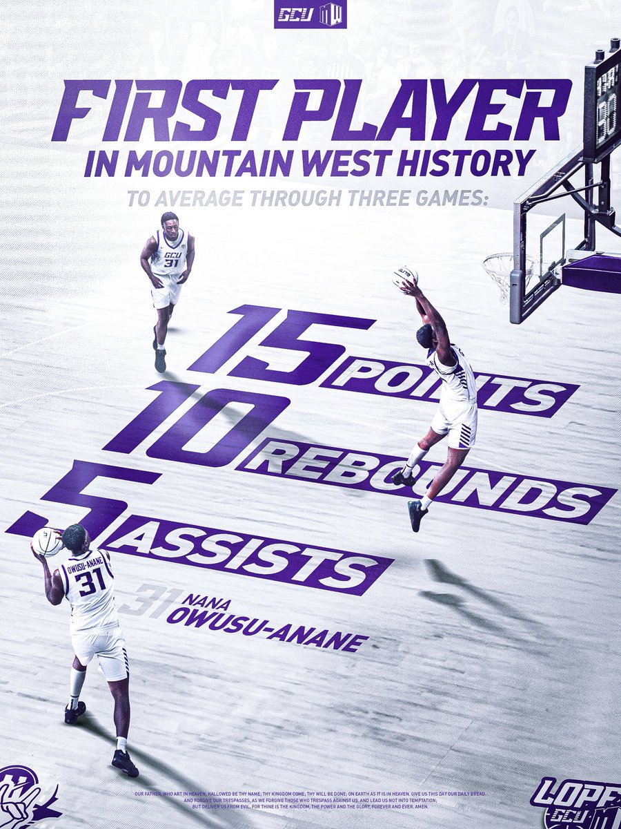 GCU_MBB's tweet image. Nana wasting no time writing his name in the Mountain West record books 📝