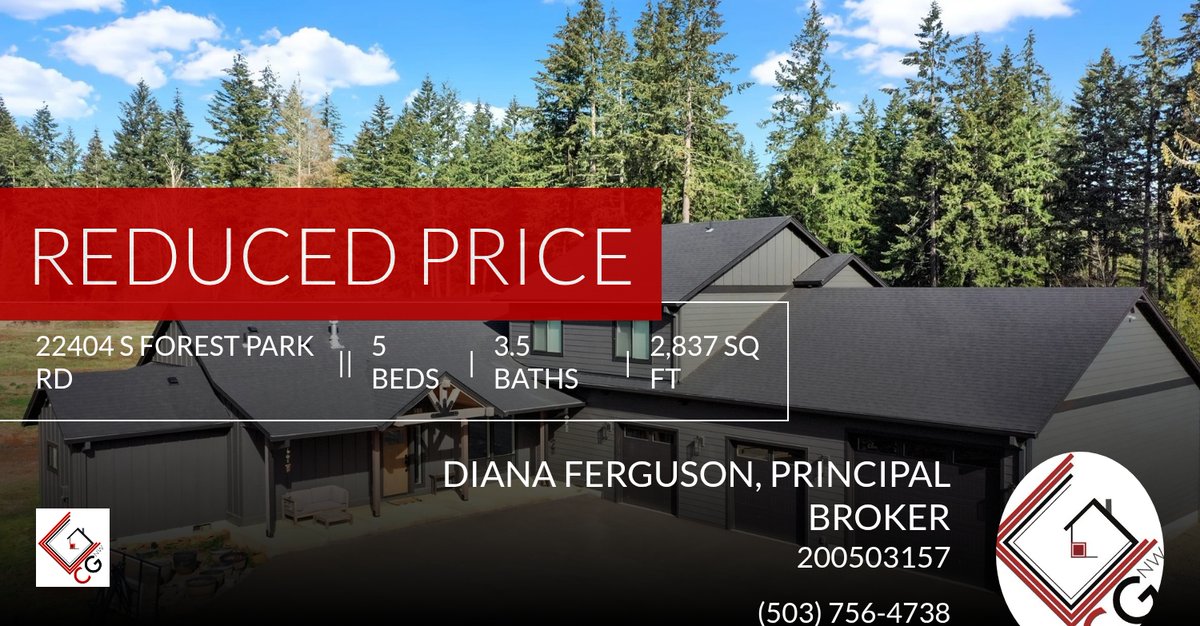 CsgNW's tweet photo. 📍 Reduced Price 📍 This recently reduced home at 22404 S Forest Park Rd in Beavercreek won't last long, so, don't wait to set up a showing! Reach out here or at (503) 756-4738 for more information!

Diana Ferguson, :Lic. WA and OR... https://t.co/lwvzb70YpH https://t.co/ZYnRShQucL