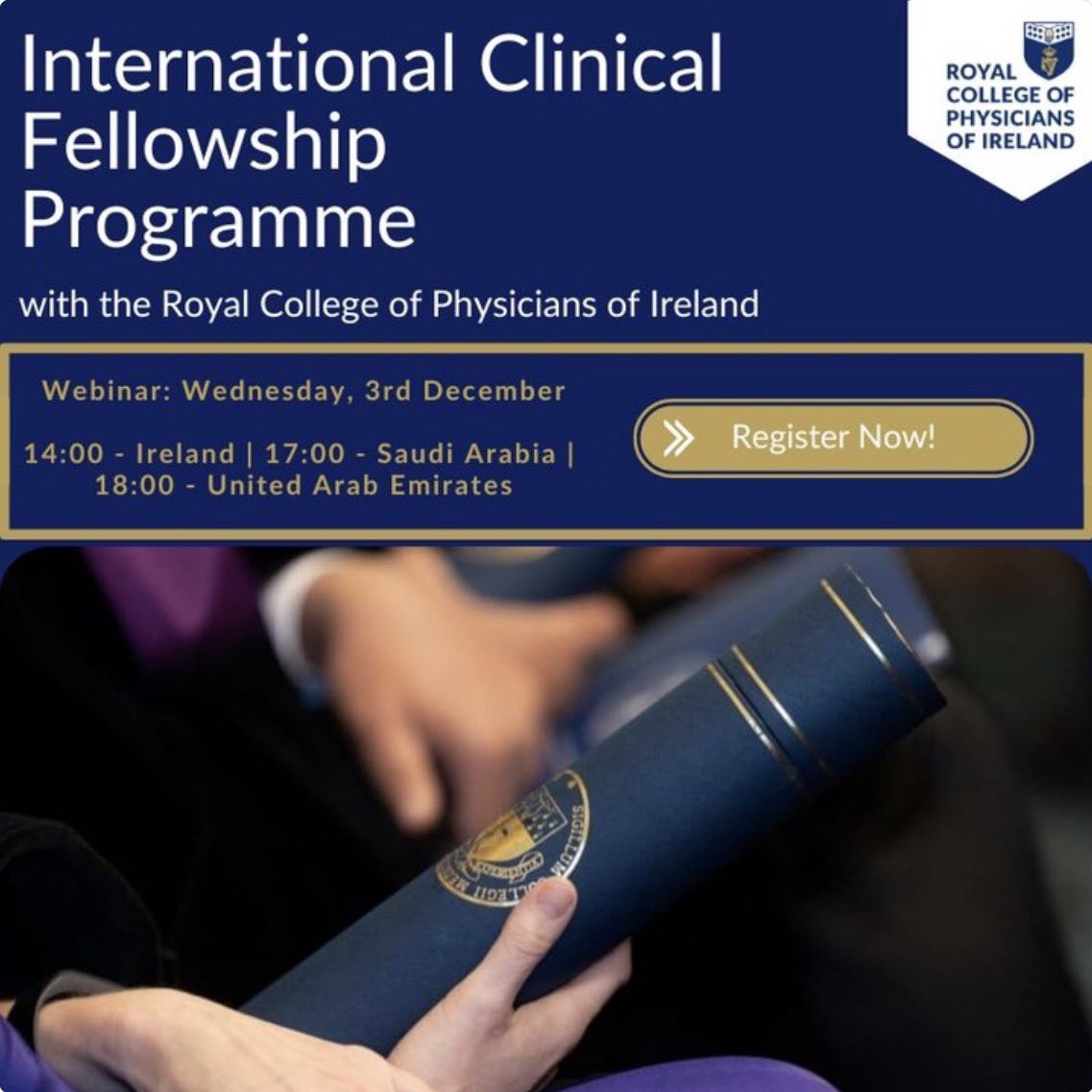 saudi_drs_ir's tweet image. انضم إلى الويبينار التعريفي ببرامج الزمالة من الكلية الملكية للأطباء في أيرلندا 🇮🇪
Your next medical milestone starts here -join the RCPI Fellowship Webinar!
📅 3 December 2025
#RCPI #MedicalFellowship #تدريب_طبي