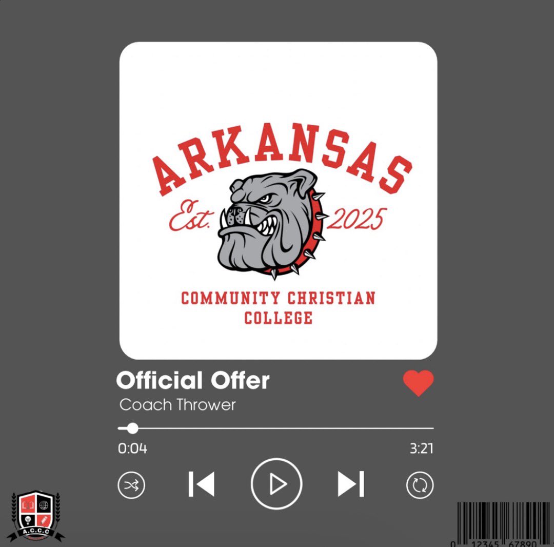 #AGTG After a great conversation with <a href="/CoachThrower55/">Coach Thrower</a> I am blessed to receive my 14th offer from Arkansas CC
<a href="/MagWestFootball/">Mustang Football</a> <a href="/KehoeCoach/">Coach Kehoe</a> <a href="/sloan_coach/">Coach Sloan</a> <a href="/mcgeheeben32/">Coach Mc</a>