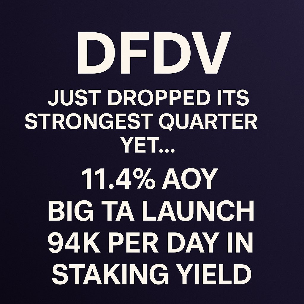 DATmonitor's tweet image. $DFDV Q3 2025 Earnings
Breakdown.. at Biggest SPS Jump Yet (13%)! 11.4 percent AOY, Big TA Launch, and 94k dollars per day in Staking Yield! 🚀 

Full breakdown of the Q3:
reddit.com/r/DATmonitor/s…

@defidevcorp #DAT #DATs #DFDV