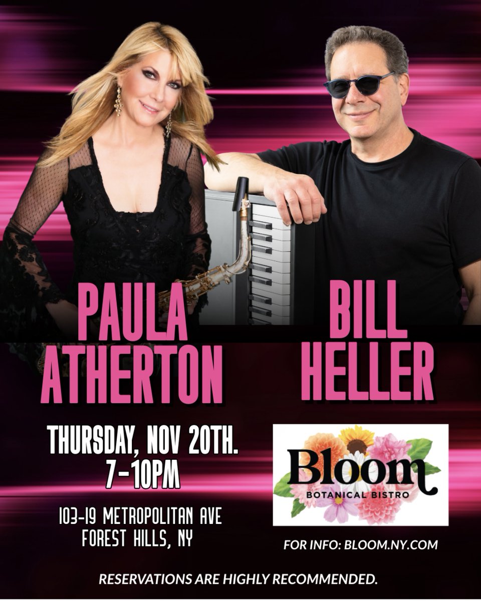 Please join Bill Heller and I in Forest Hills, Thursday, Nov 20th, 7-10pm at Bloom Restaurant in Forest Hills, NYC!  Great food and drinks! bloom-ny.com
#jazznight #jazzinforesthills #thursdaynightjazz