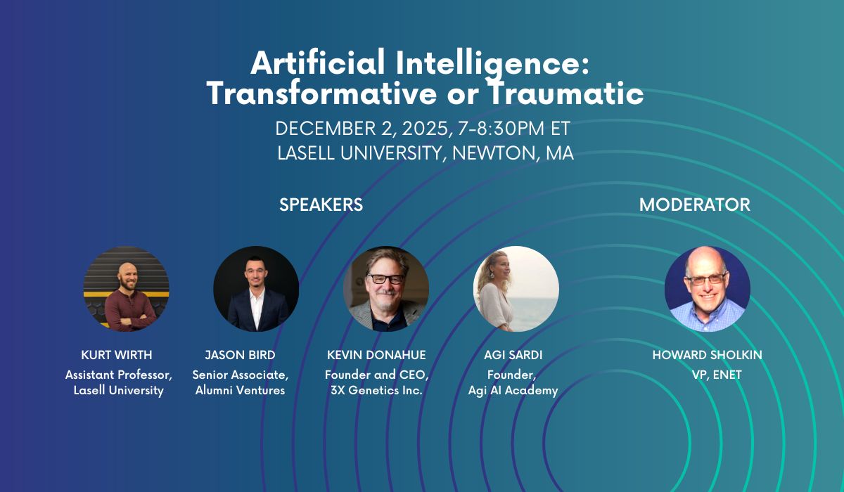 BostonENET's tweet image. Join &quot;Artificial Intelligence: Transformative or Traumatic&quot; Dec 2 7p ET!
Give your #startup pitch &amp;amp; get feedback @eMinutePITCH!
@BostonENET, 35 yrs of #startupevents since 1991! #ENET, a #NPO#SIG @IEEEorg! bostonenet.org/upcoming-start… #enet3503 #pitch3503 #startupevent #networking