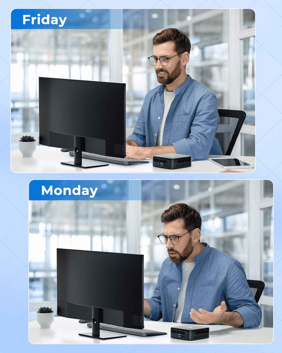 kamrui_minipc's tweet image. ✨ Friday feels like freedom.
Monday feels like a challenge.

What if one PC could switch smoothly between work and play?
Meet the KAMRUI E3B Mini PC — small size, big power. 💻

#KAMRUI #E3B #MiniPC #TechGadgets #PCSetup