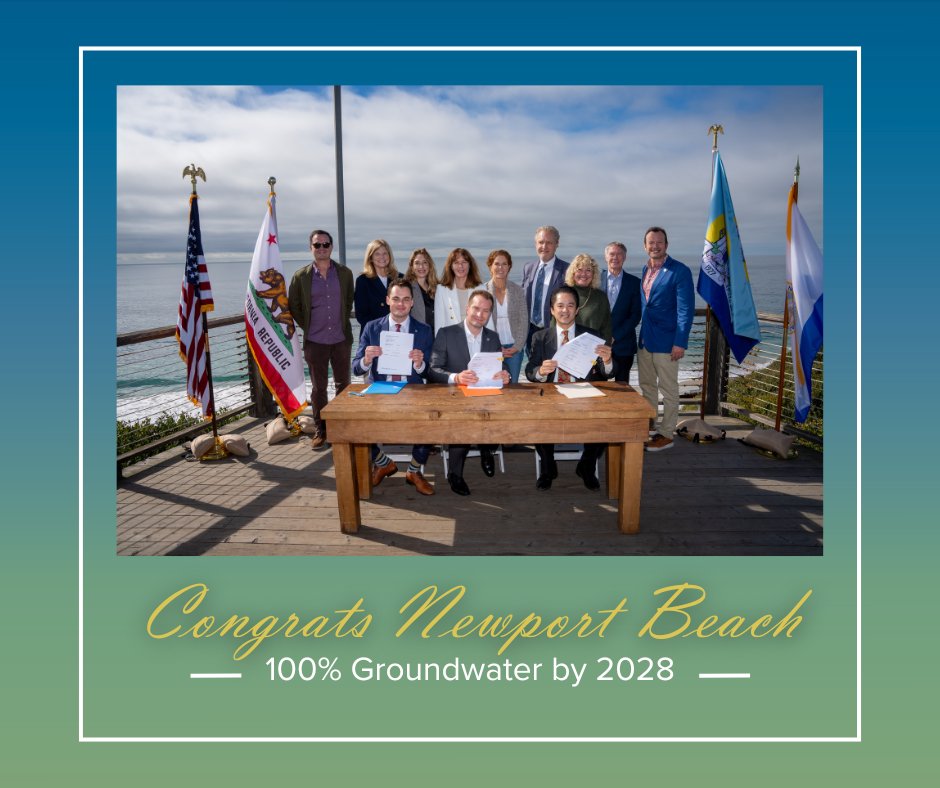 Congratulations to @NewportBeachGov, who recently finalized an agreement for a new municipal water well that will bring the city from 85% to 100% groundwater by 2028, in turn making the city fully independent from imported water sources. 👏
