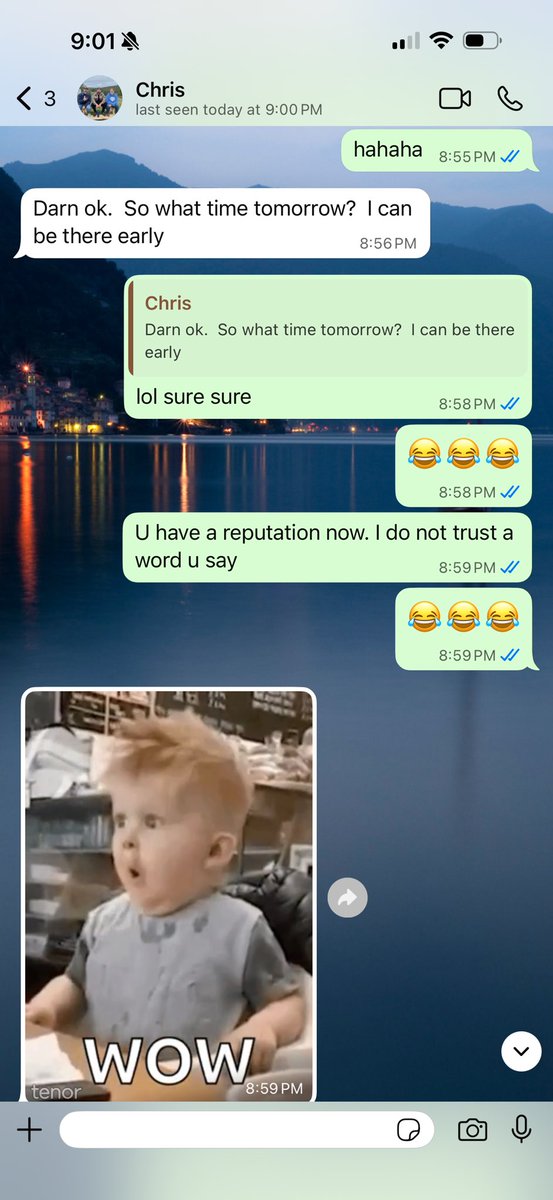 A conversation between my friend <a href="/whoischrismc/">Chris McGregor</a> and i. sorry bud but your always late 😂😂