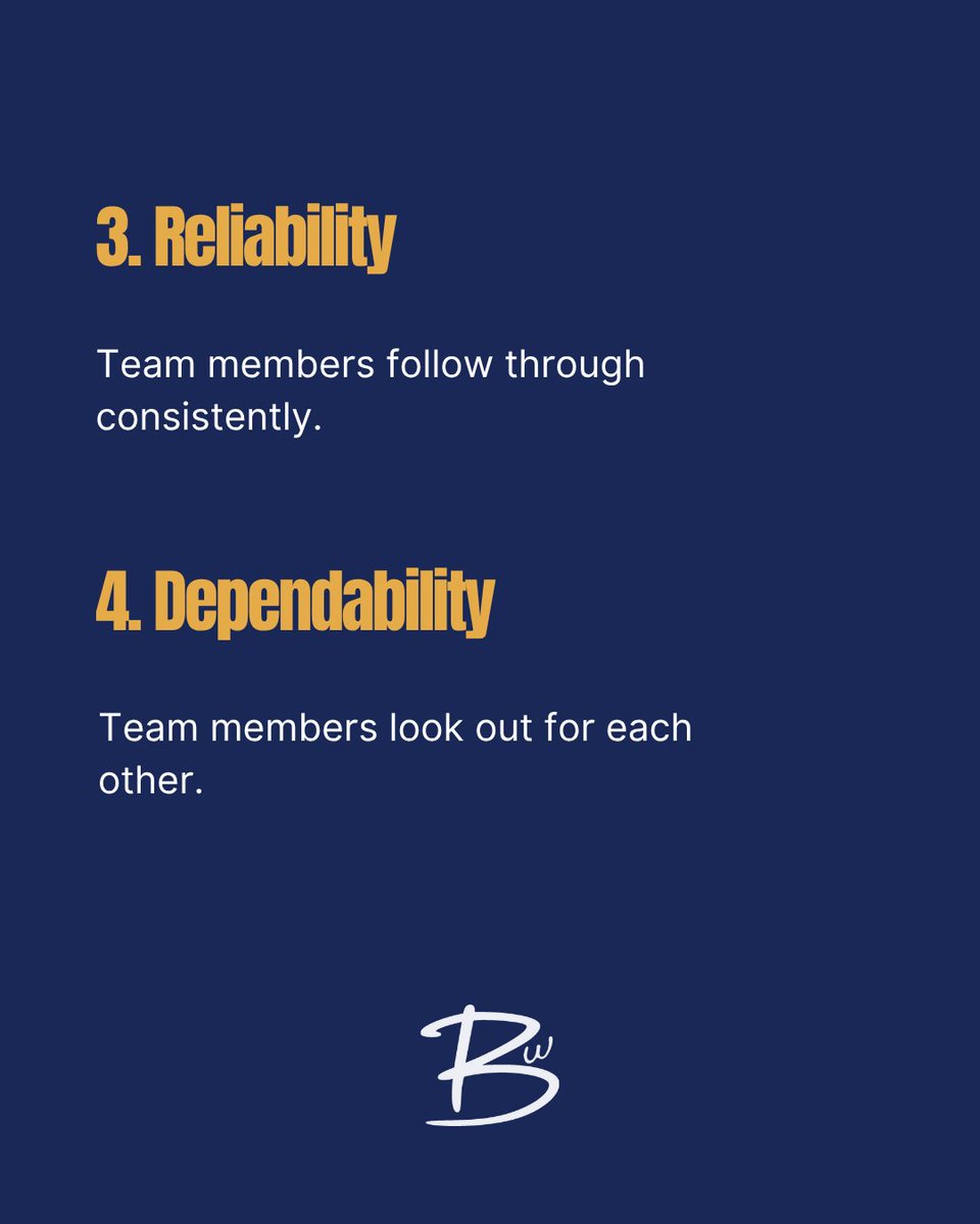 bwenterprise's tweet image. Success is built on five factors: 💡

1️⃣ Standards &amp;amp; systems
2️⃣ Accountability
3️⃣ Reliability
4️⃣ Dependability
5️⃣ Communication

When trust grows, teams win. 🌟

✨ Build high-trust culture at DrBWilliams.com

#TeamExcellence #LeadershipDevelopment