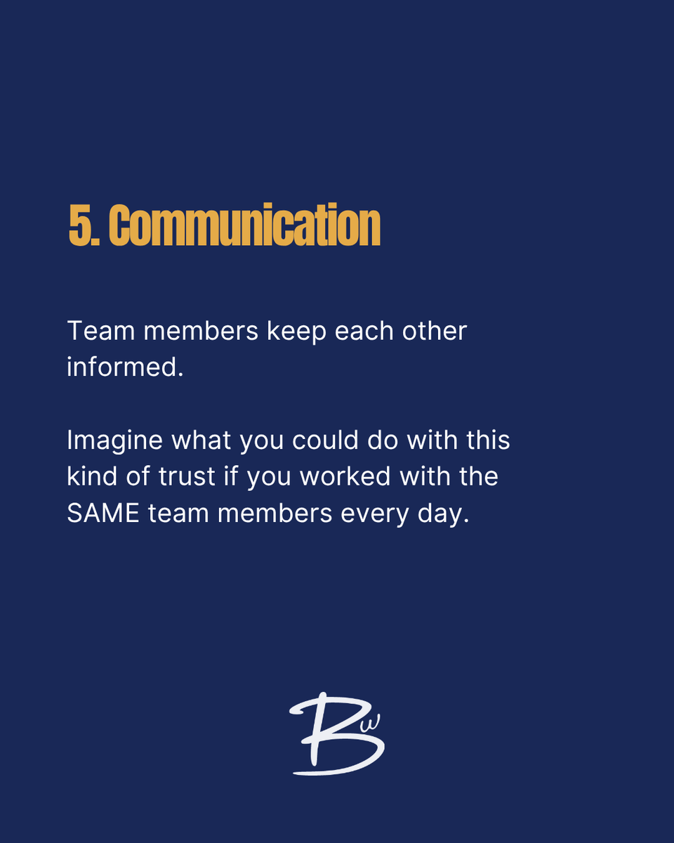 bwenterprise's tweet image. Success is built on five factors: 💡

1️⃣ Standards &amp;amp; systems
2️⃣ Accountability
3️⃣ Reliability
4️⃣ Dependability
5️⃣ Communication

When trust grows, teams win. 🌟

✨ Build high-trust culture at DrBWilliams.com

#TeamExcellence #LeadershipDevelopment