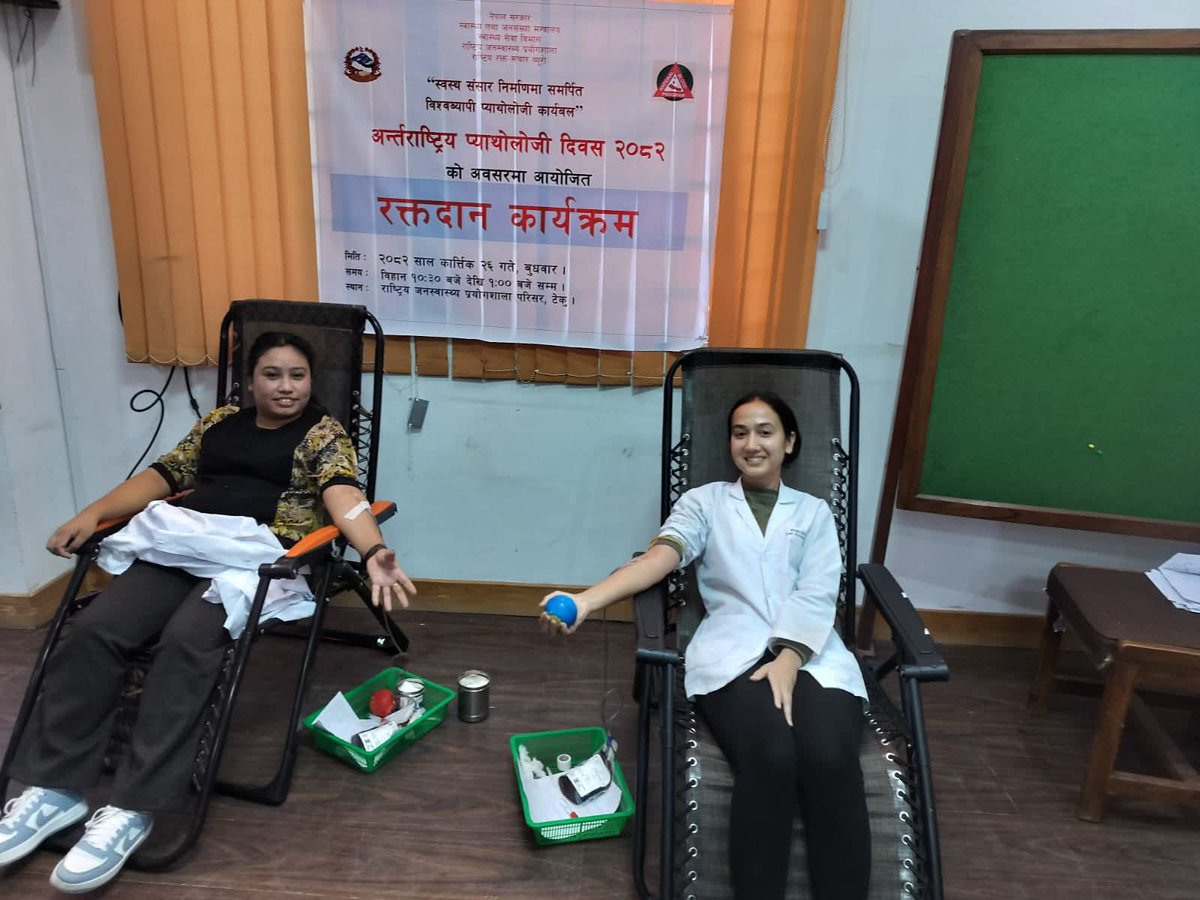 nphlnepal's tweet photo. Blood donation program on the occasion of International Pathology Day. https://t.co/Klch7lfJJm
