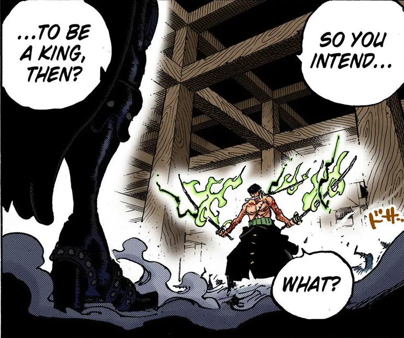 gin_oji's tweet image. For years after these panels, the community said Zoro didn't have conqueror's haki.

Plague of illiteracy.