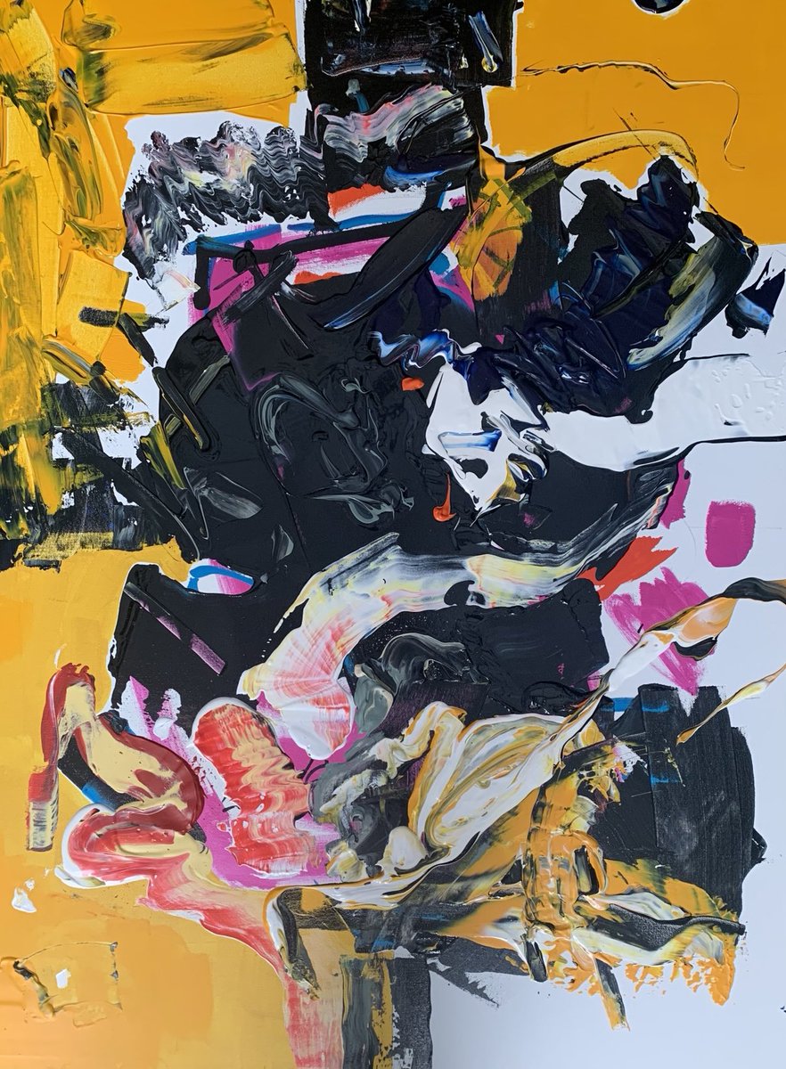 painterseleven's tweet photo. My #AbstractPainting used in pinned post tonight. The size 40” X 30” ☀️🌛 #AbstractPainter #Creative #WomanArtist #Art #Gold #CreativeMind #StayFit https://t.co/hadiO1Zjj5