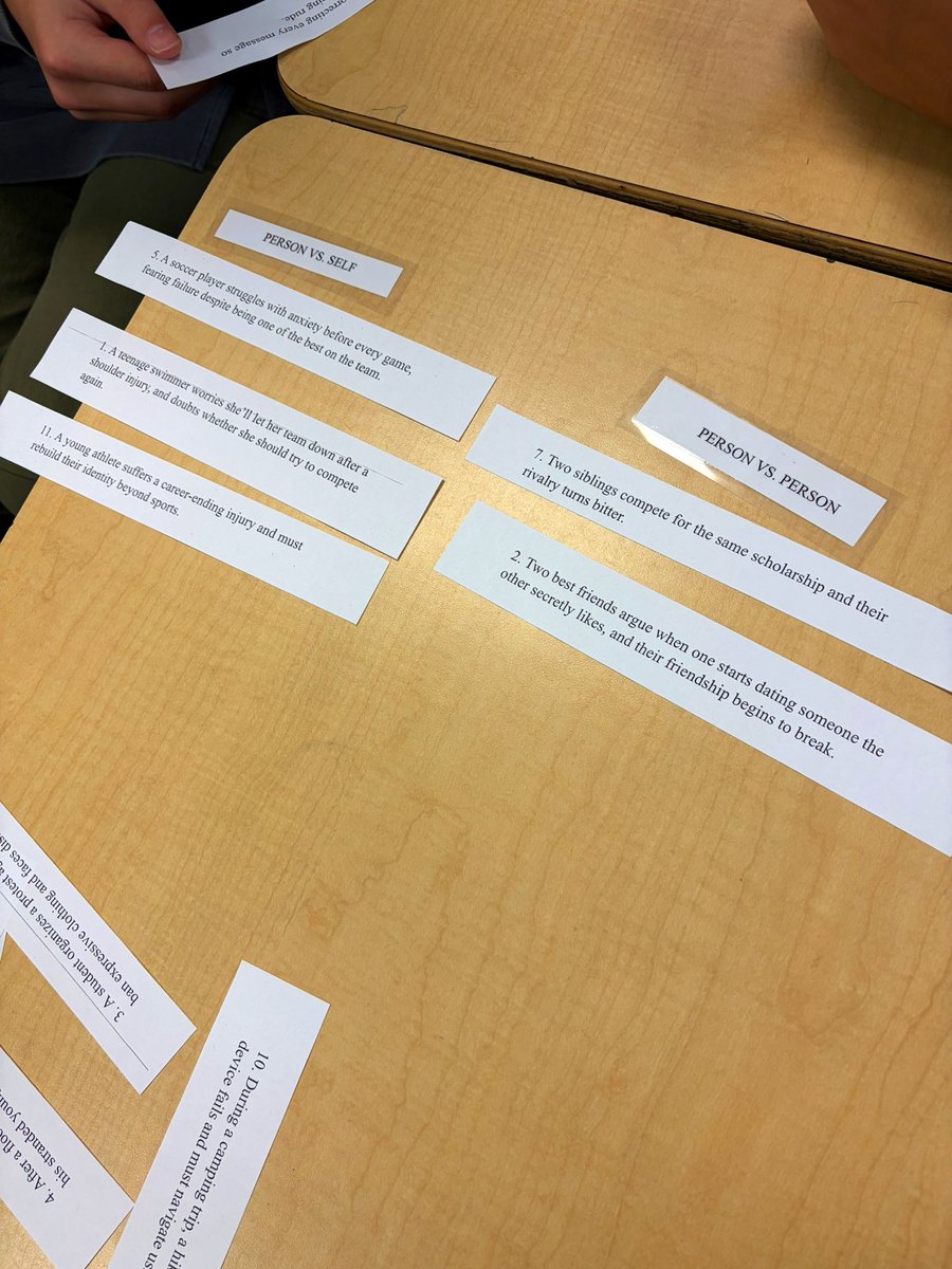 JPacharis's tweet photo. Using what we learned to distinguish between types of conflict #fishcheeks @CB_Principal @muhlsd @Amplify https://t.co/Pi5GjINBSn
