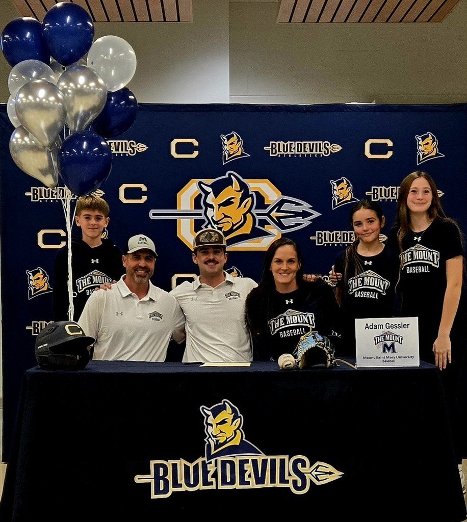 CCPSCCHS's tweet image. Congrats to Blue Devils Baseball Players Tyrus Nobbs and Adam Gessler who signed there letter of intents to play in college today in front of a large group of friends, twammates, coaches and family. #ForksUp @csepreps @flsvarsity #NcaaBaseball