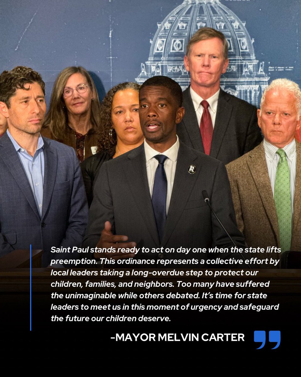 Saint Paul is ready to act on day one when preemption is lifted. Our ordinance represents a collective effort to address gun violence. It’s time for state leaders to meet us in this moment of urgency and safeguard the future our children deserve.

RELEASE: stpaul.gov/news/city-sain…