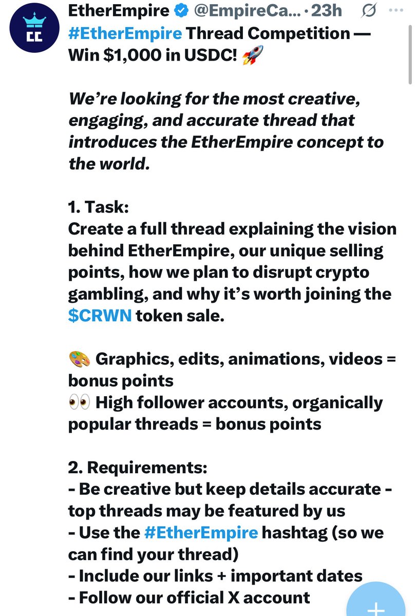 You haven’t participated yet?!!!!
🚨🔔 
This is a bold screenshot from the ether empire X account.
A $1K contest is live and running.

Visit their X account for complete details of participation.
Here ⬇️
<a href="/EmpireCasinos/">EtherEmpire</a> 

#patlama #Crypto #LoveYourW #AEWDynamite #Survivor49