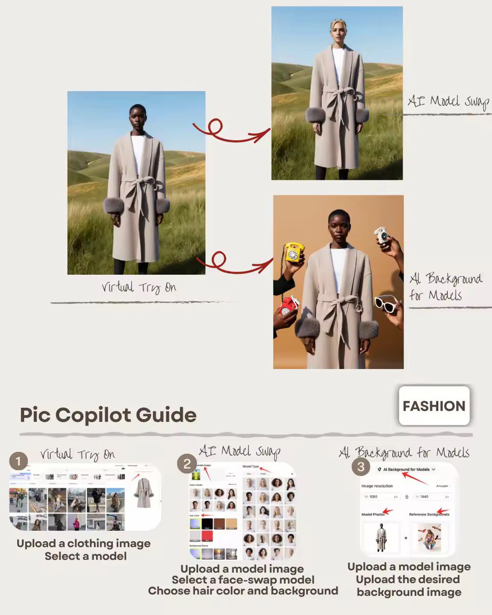 PicCopilot's tweet image. 📸 Your Brand, Your Exclusive AI Model!
Generate stunning, bespoke imagery effortlessly. Stop paying for shoots!

✨ AI-Powered content (social media, ads, e-commerce) 

💰 Budget-friendly ✅ All-in-one solution

Tap bio link to transform your visuals! 👇

#ai #marketing #smb