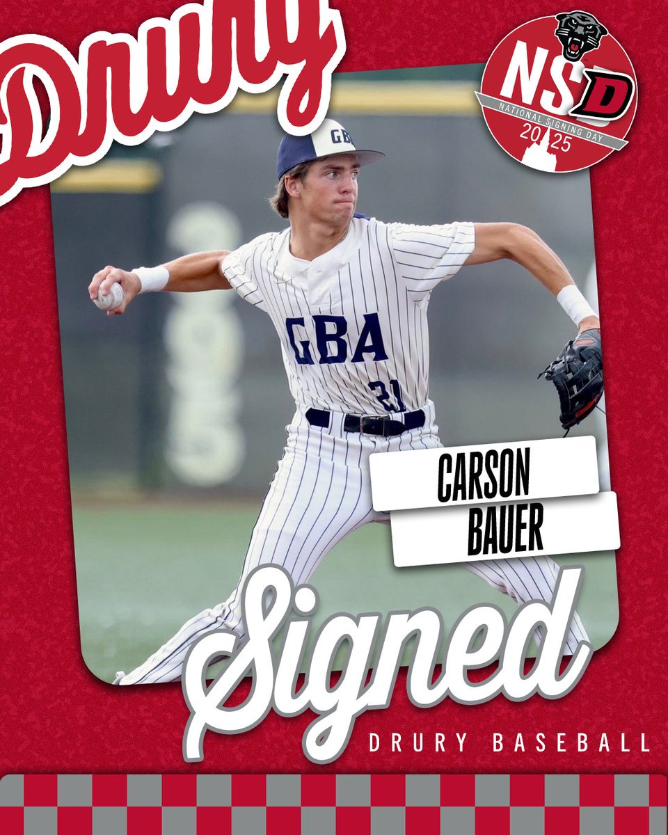 Up next, a second O'Fallon, Ill., standout, SS 𝗖𝗮𝗿𝘀𝗼𝗻 𝗕𝗮𝘂𝗲𝗿 is the next Drury signee! ✍🏼

#OneDrury