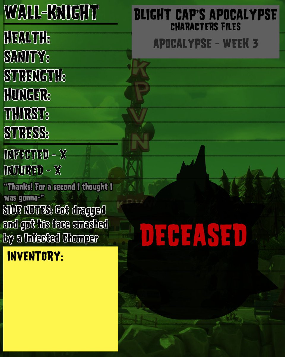 Dr_Mason_Dark's tweet photo. Plants vs Zombies: Blight Cap’s Apocalypse AU (Port)
Character Files Part 3 (1/5)
#pvz #plantsvszombies #gardenwarfare #gardenwarfare2 #battleforneighborville #pvzgw2 #pvzheroes #fanart #digitalart #infectionau #horrorau #greenshadow #solarflare #wallknight #chompzilla https://t.co/6uptxX4zrH