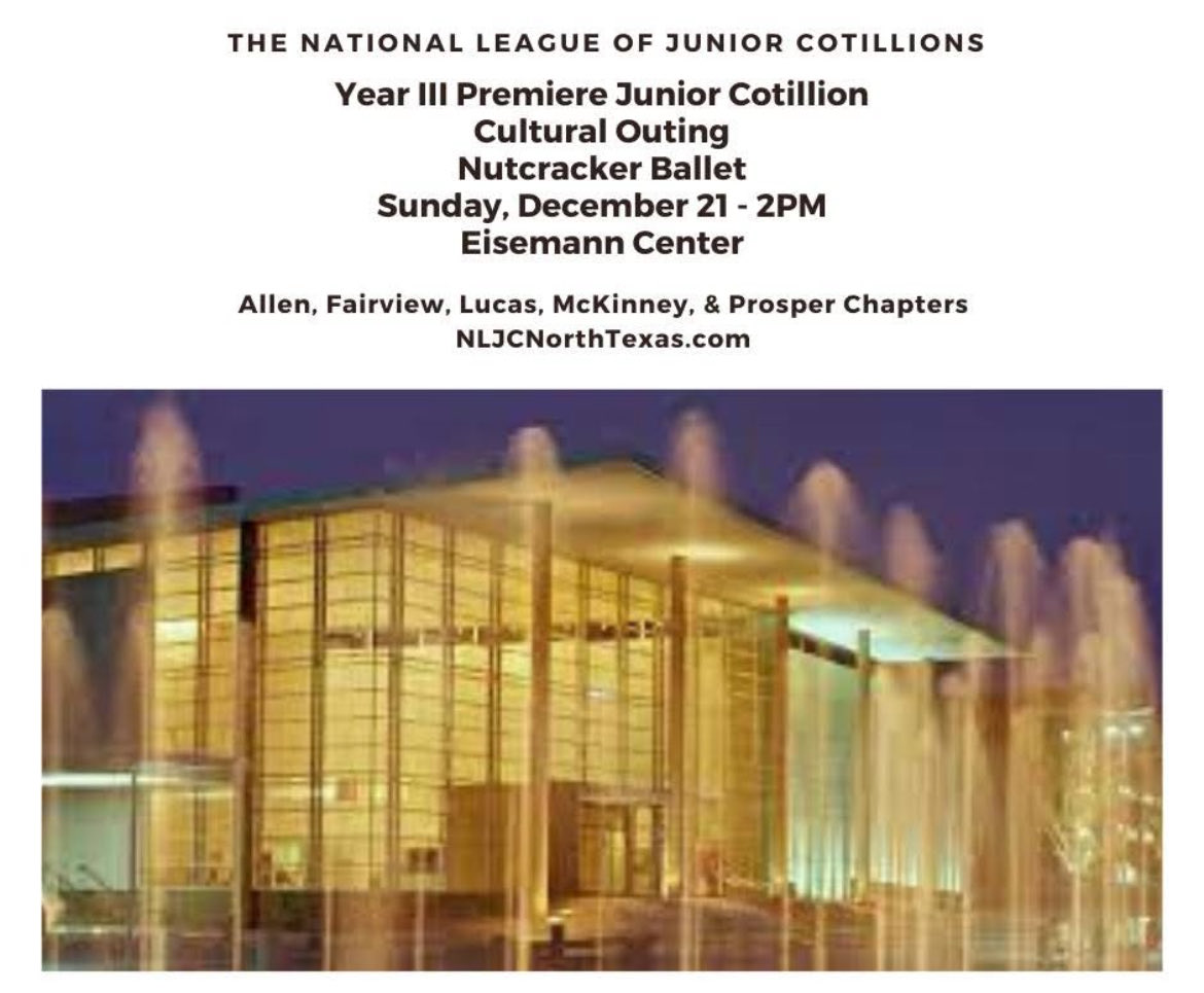 NLJCNorthTexas's tweet photo. Looking forward to the second cultural outing of the Year III Premiere Junior Cotillion season!  Year III Premiere students will enjoy the Nutcracker Ballet at the Eisemann Performance Center next month! https://t.co/5nkHy6lL58 https://t.co/8Q0amSlbrY