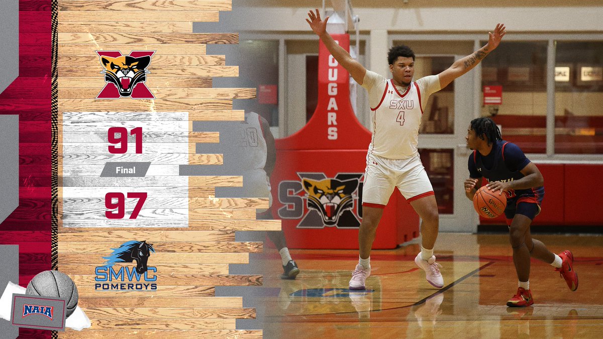 FINAL: Saint Mary-of-the-Woods (Ind.) 97 <a href="/SXU_MBB/">SXU Men's Basketball</a> 91 #GoCougs🐾🏀 #WeAreSXU

Lawrence: 2️⃣0️⃣ pts &amp; 6️⃣ reb
Abushanab: 1️⃣8️⃣ pts &amp; 4️⃣ reb
DJ Wilson: 1️⃣2️⃣ pts &amp; 5️⃣ reb
Nwaobi: 1️⃣0️⃣ pts, 4️⃣ reb, 3️⃣ asts &amp; 2️⃣ stls