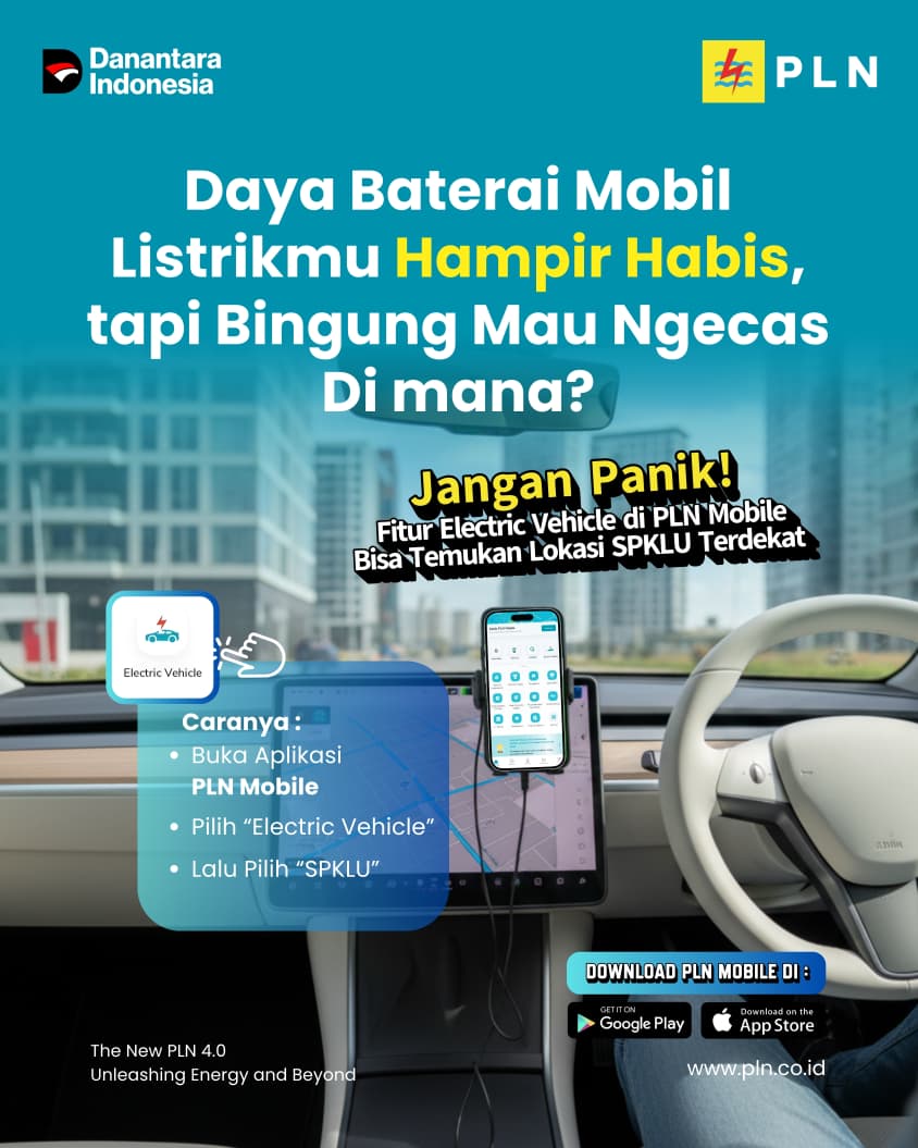 listriksulbar's tweet image. Dengan PLN Mobile, isi daya mobil listrik kini semudah sentuhan jari.
Mari dukung transisi menuju energi bersih dan mobilitas berkelanjutan! 🌱

📲 Download PLN Mobile sekarang!
#PLNUIDSulselrabar 
#PLNMobile 
#SPKLU