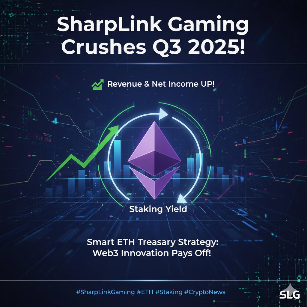 the_cryptotrend's tweet image. SharpLink Gaming crushed Q3 2025! 🚀 Strong revenue &amp;amp; net income thanks to their smart ETH treasury strategy, staking most holdings for yield. Web3 innovation paying off! #SharpLinkGaming #ETH #Staking #CryptoNews