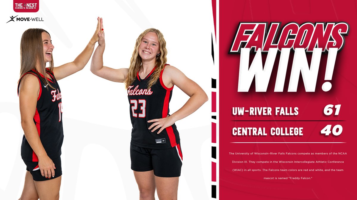 🏀 <a href="/UwrfWbb/">UWRF WBB</a> wins its first road game of the season, taking down Central College in Iowa to improve to 2-1 on the season!

#FFT