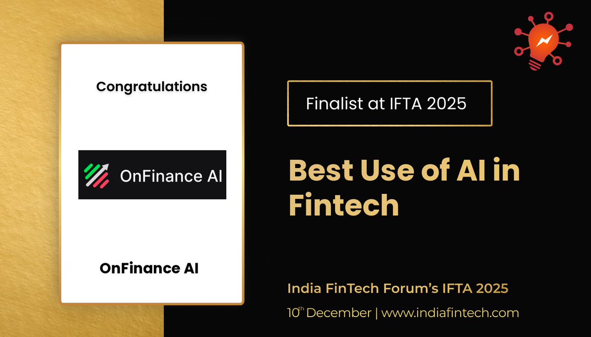 🎉 Congratulations OnFinance AI for being a finalist in the Best Use of AI in Fintech category at IFTA 2025!

Join us to celebrate the brightest minds in fintech.
📅 10 Dec 2025 | 📍 Aurika, Mumbai

<a href="/OnFinance_ai/">OnFinance AI</a> <a href="/cosmicanuj/">Anuj Srivastava</a> <a href="/fpdotmoney/">Priyesh Srivastava</a>

#IFTA2025 #Fintech #Innovation
