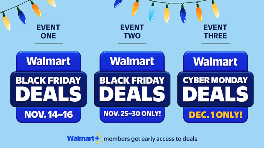 All Upcoming Walmart Black Friday Deals & Info!  50% Off Early Access:  https://t.co/YM4DmZv9Gg Event 1 (Nov. 14-16) Walmart+ Early Access:  November 13 at 7PM ET Online & In-Store November 14 https://t.co/WRDmcf6qds