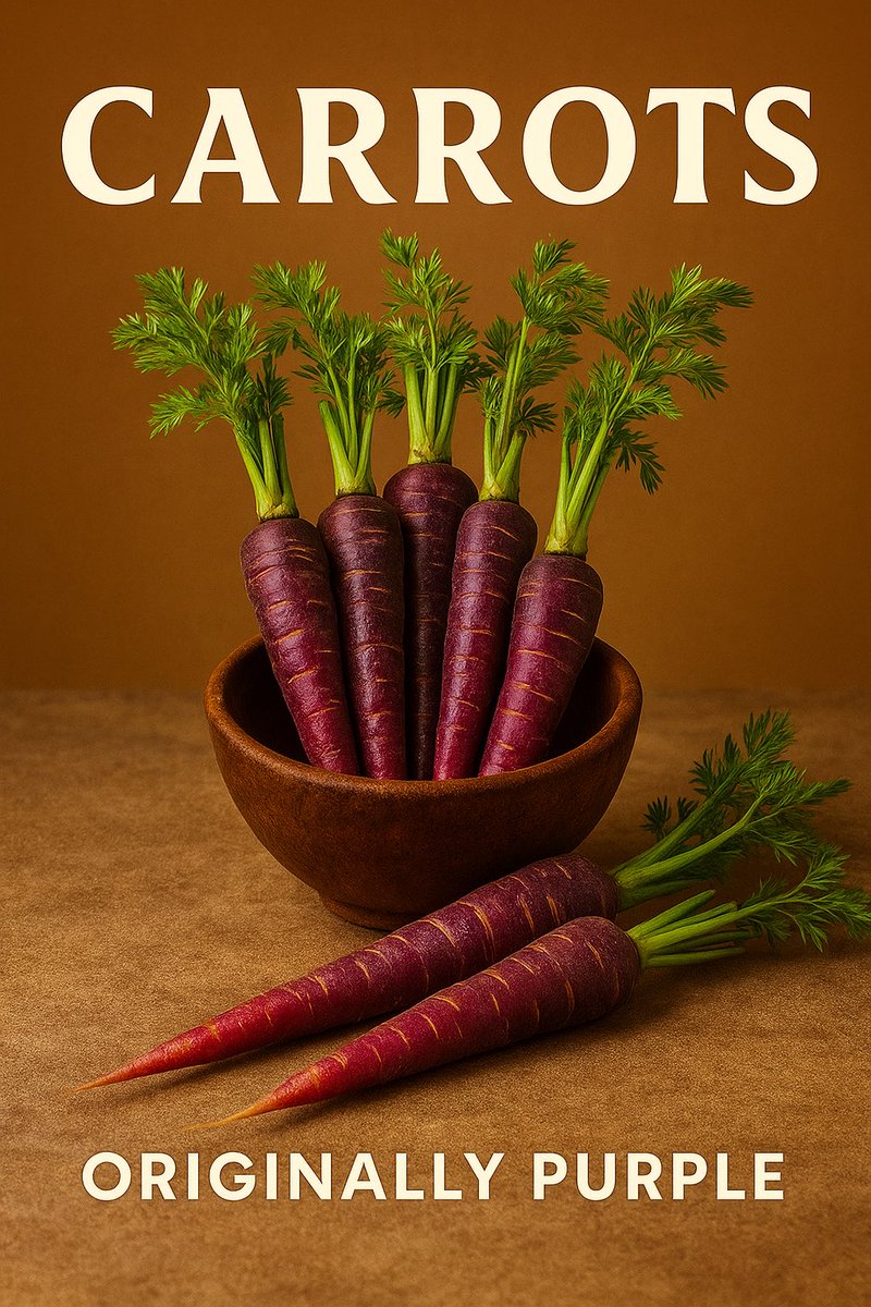 allspice_app's tweet image. Carrots were originally purple, not orange.
The first cultivated carrots in ancient Persia were deep purple or yellow. The orange carrot we know today was bred later in the Netherlands as a tribute to the Dutch royal family, the House of Orange.