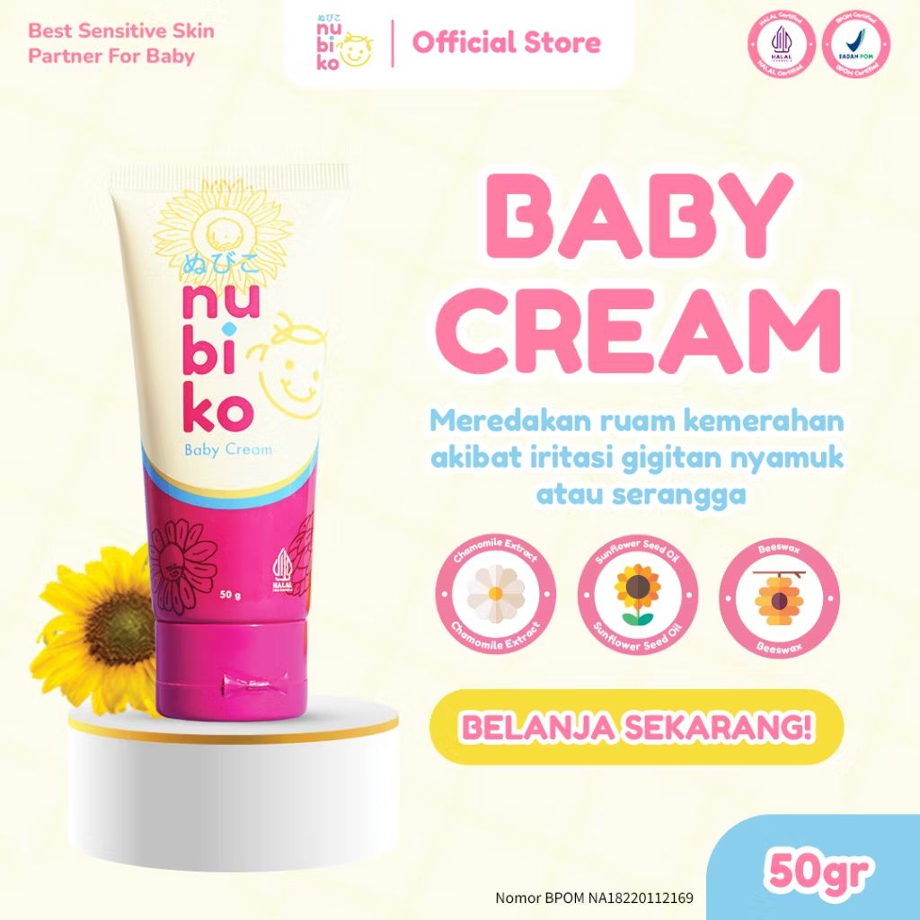 ririekayan's tweet photo. Nubiko Skincare Cream untuk Anak | Baby Cream.  Komposisi: Beeswax, aloe barbadensis, sunflower, Chamomile extract. Efektif bantu redakan iritasi, ruam pada popok dan peradangan https://t.co/laslFTPtQC https://t.co/kRTHR19IBT