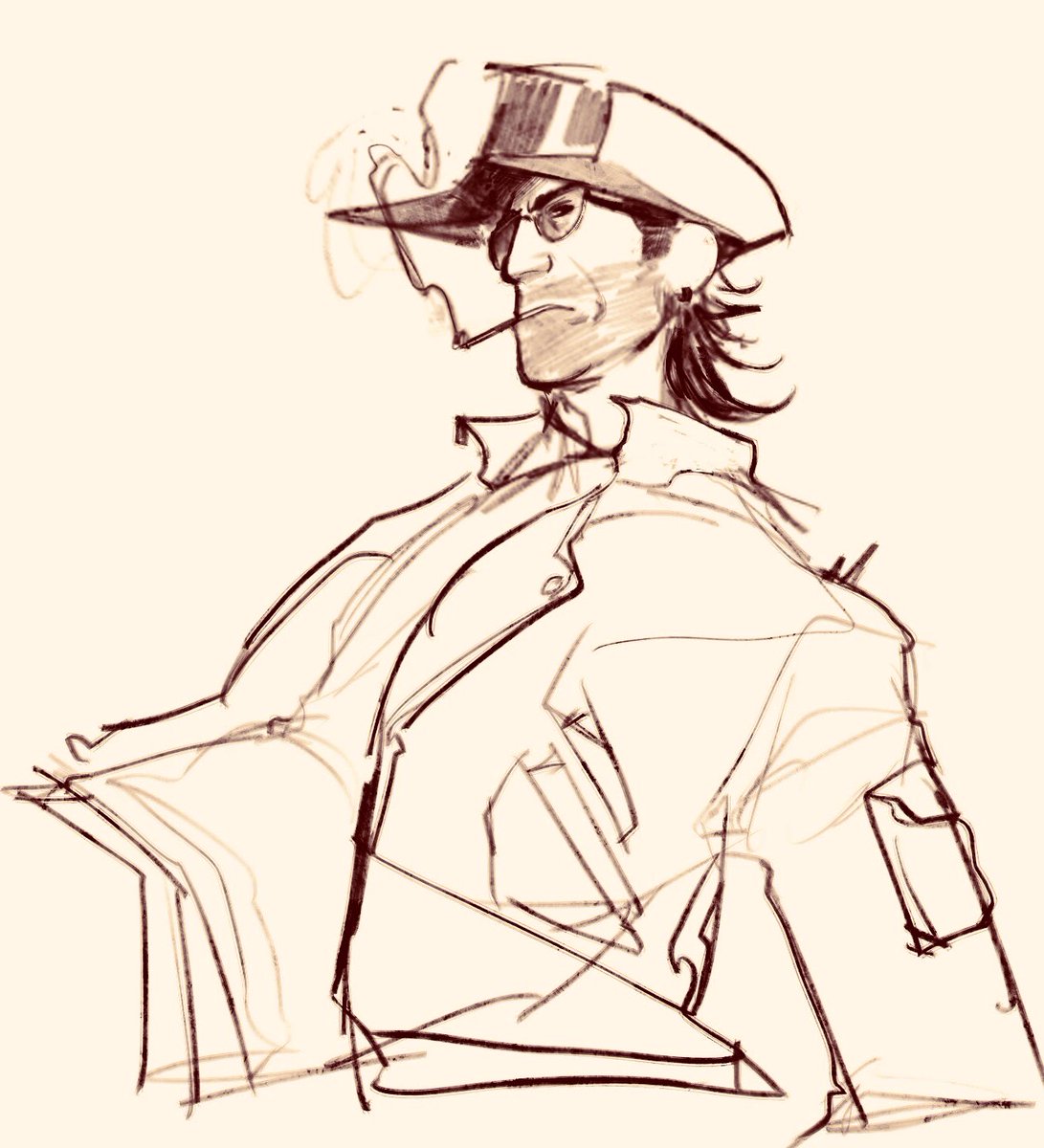 (Very rough) Sniper in leather jacket sketch