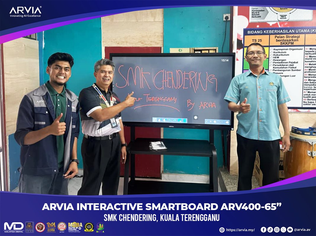 arviaav's tweet image. Successfully delivered, installed, and conducted training for Arvia Smartboard ARV400-65&quot; at SMK Chendering ✅

Discover our website: rfr.bz/tc66bf4

#InteractiveWhiteboard #SmartboardMalaysia #SMKChendering #SmartClassroom #EdTechMalaysia #ArviaSolutions