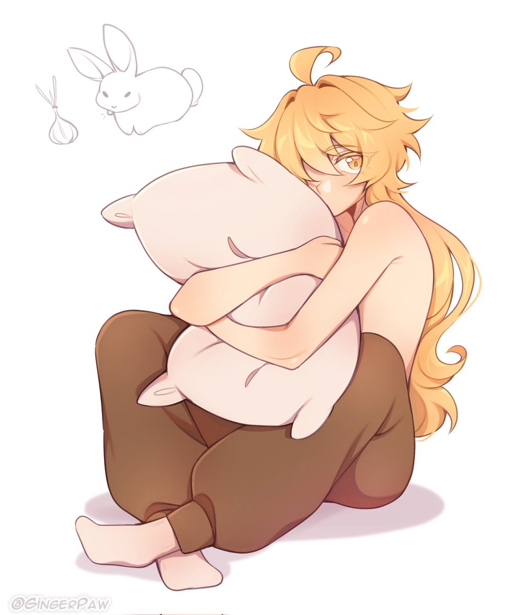 Lazy recent Aether sketch boo! 
Pillow prince 🐰
#Aether #Genshinimpact