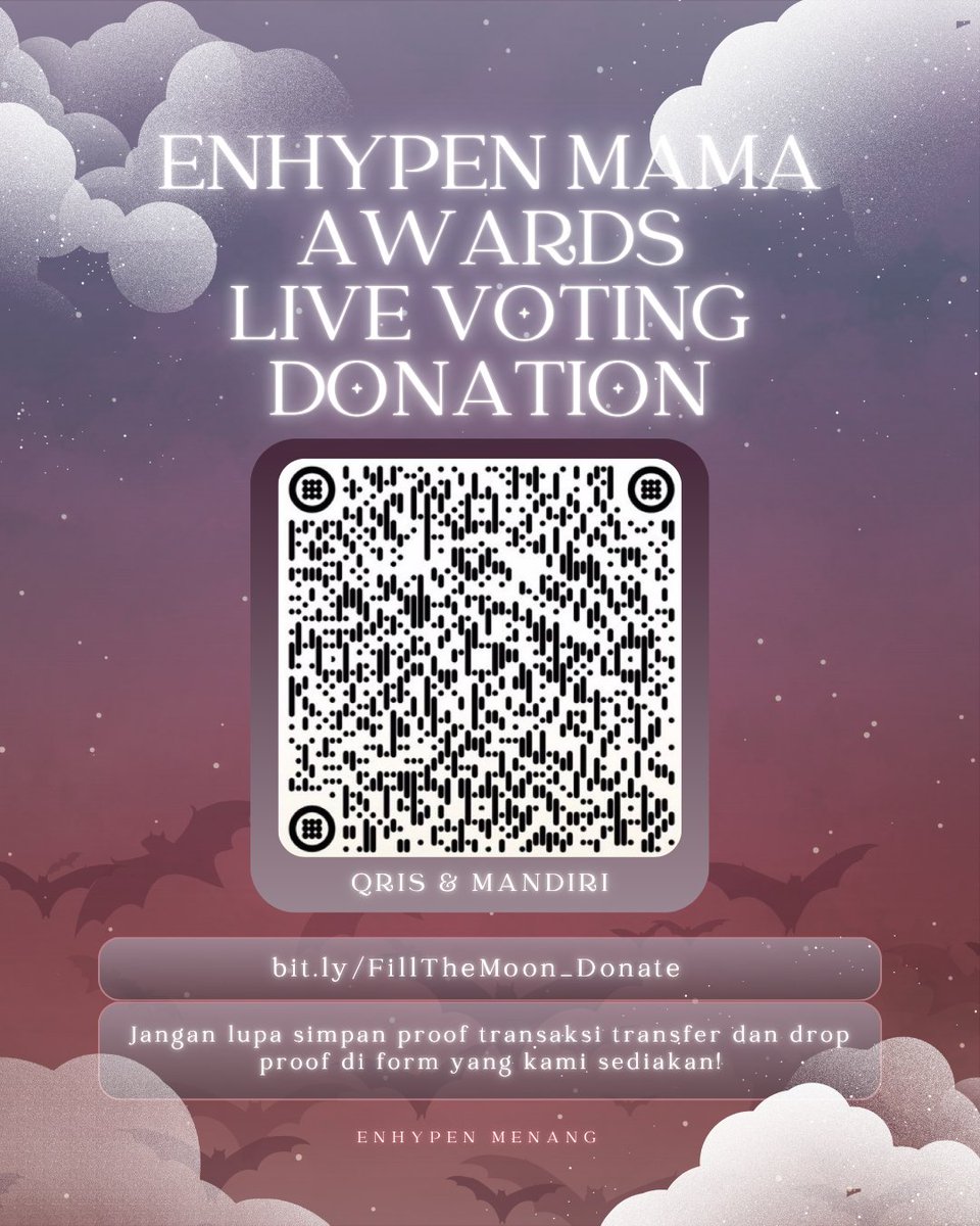 enhamenang's tweet image. 𝗗𝗼𝗻𝗮𝘁𝗶𝗼𝗻 𝗗𝗿𝗶𝘃𝗲 for ENHYPEN MAMA Awards 2025 (𝙙𝙖𝙚𝙨𝙖𝙣𝙜)

The fight is not over yet. We need to put all our last effort into Live Voting. Prepare yourself and donate to us and help them get closer to winning!

Donate: bit.ly/FillTheMoon_Do…
