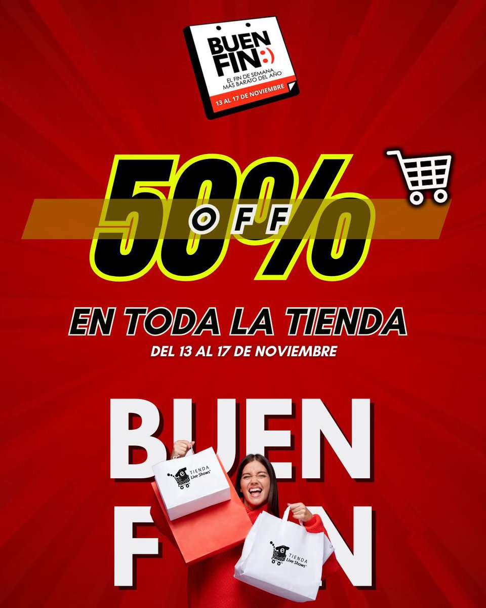 TiendaLiveShows's tweet photo. 💥Atención!!!!!

🛍️Este buen fin aprovecha el descuento que tenemos en @tiendaliveshows y llévate merch oficial de tu artista o banda favorita.

Válido de 13 al 17 de noviembre 2025

Encuéntralo en https://t.co/vCG4oO2LUH https://t.co/FRt6QMWxnn