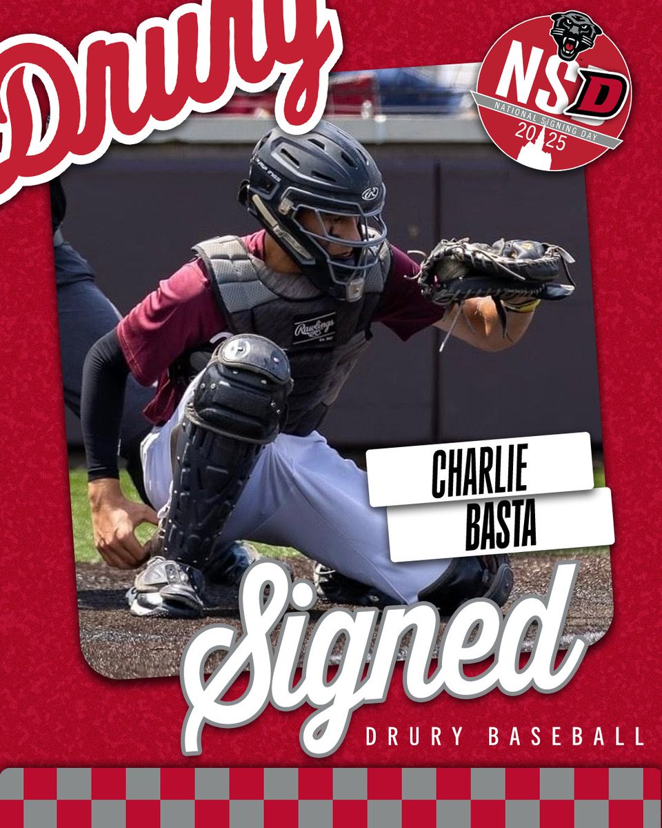 Catcher 𝗖𝗵𝗮𝗿𝗹𝗶𝗲 𝗕𝗮𝘀𝘁𝗮 from Bridgeton, Mo., is the Panthers' next signee! ✍🏼 

#OneDrury