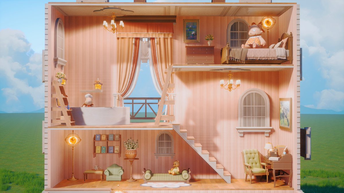 Polly pocket! ˚ ༘ ೀ⋆｡˚ 🧸
Shout out to <a href="/TheNikkiCupcake/">Nikki Cupcake</a> for the inspiration! 

It have kitchen, living room, momo's room, study, bathroom, balcony and a bedroom. 

❥ #InfinityNikki  
❥ #インフィニティニキ  
❥ #無限暖暖  
❥ #인피니티니키