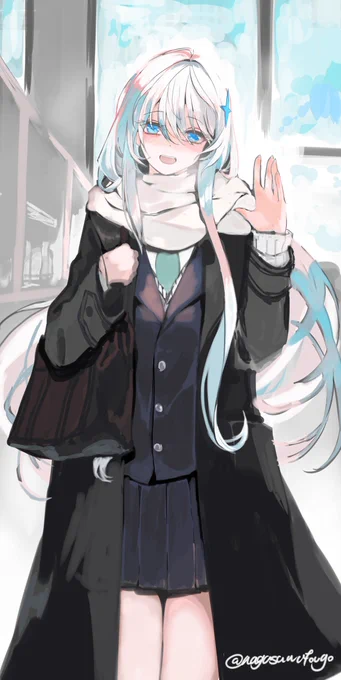 白髪の空ちゃん #オリジナル おはよー今日も寒いねーな感じ…!
